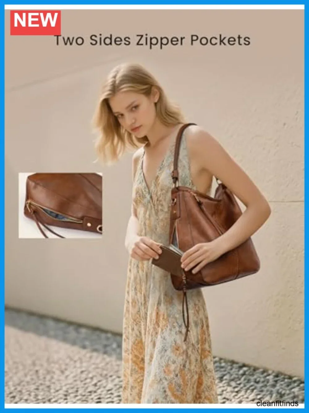 Faux Leather Hobo Crossbody Bag Women's Zip Pockets